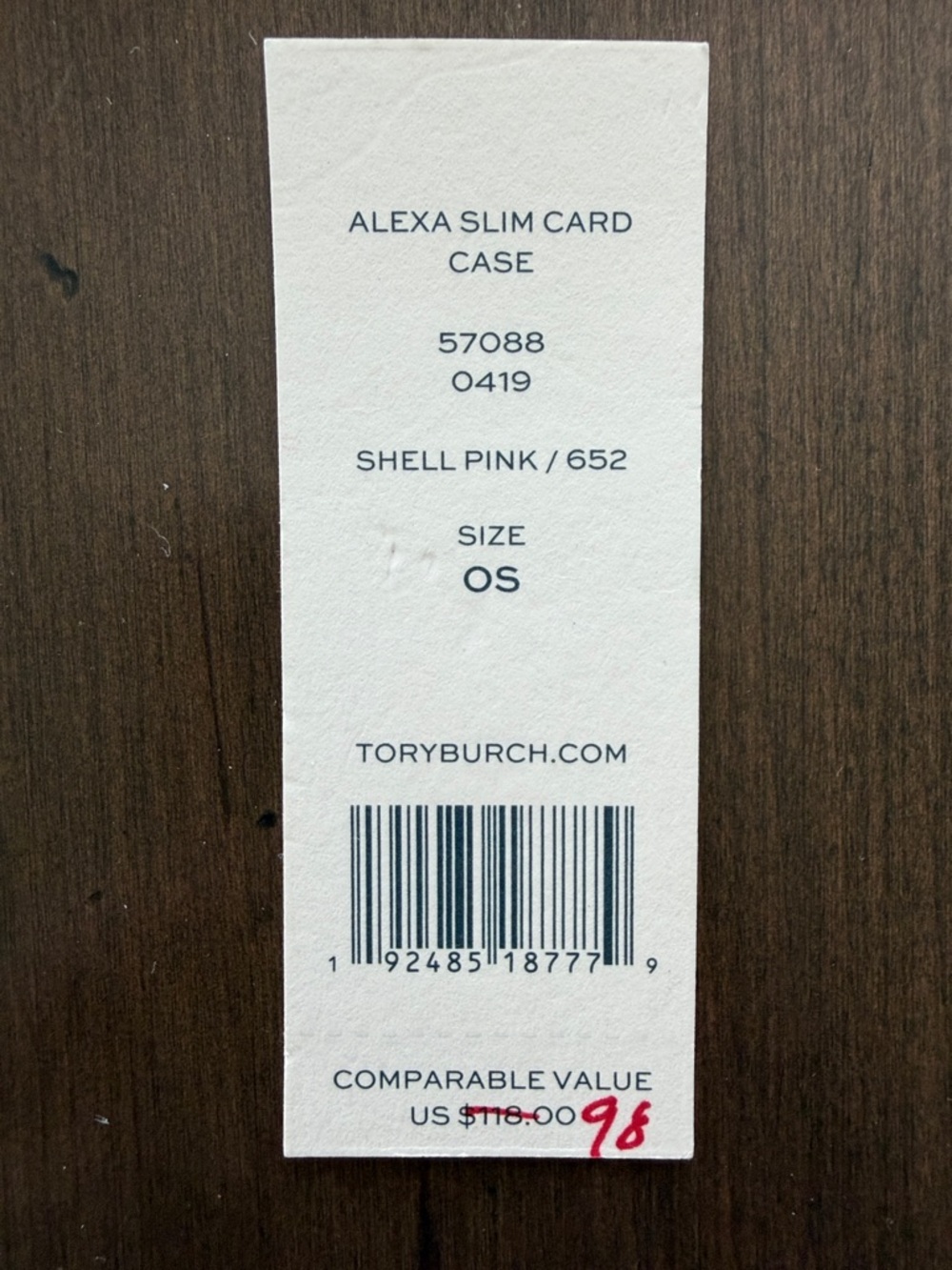 Tory Burch Alexa Slim Card Case -Shell Pink - Picture 4 of 4